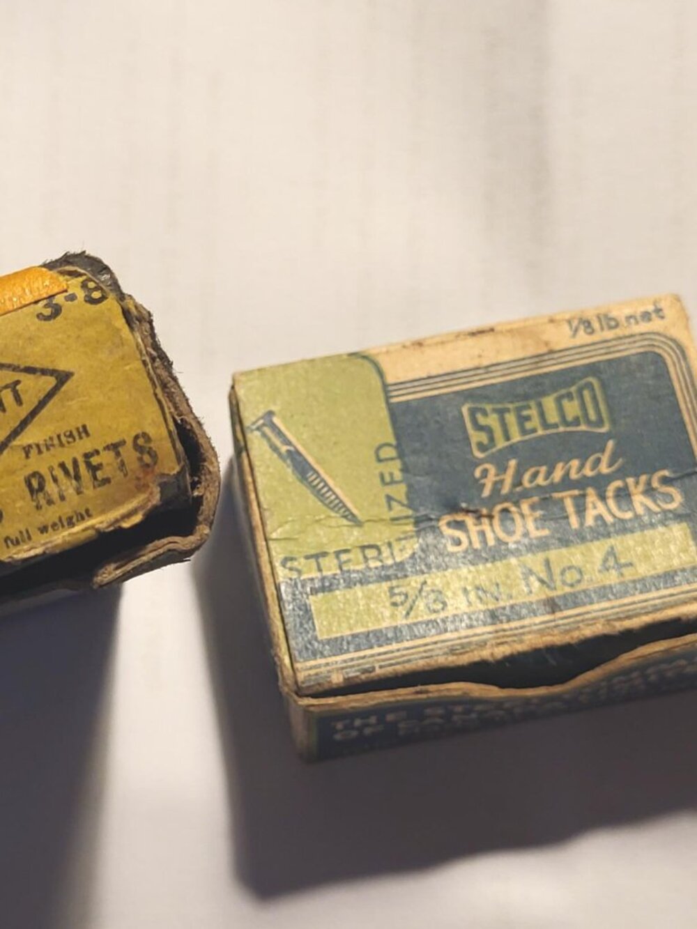 2 small Vintage boxes of cobbler rivets/ tacks